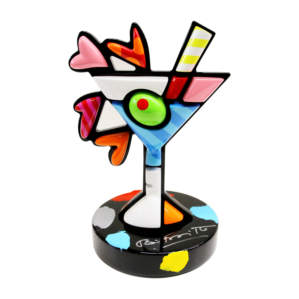 Romero Britto Short Martini Glass : Yellow Base - Artreco