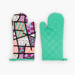 BRITTO® Oven Mitt & Potholder Set - Pink Teal Landscape