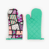 BRITTO® Oven Mitt & Potholder Set - Pink Teal Landscape