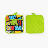 BRITTO® Oven Mitt & Potholder Set - Lime Green Landscape