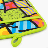 BRITTO® Oven Mitt & Potholder Set - Lime Green Landscape