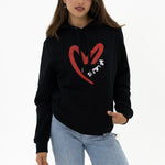 BRITTO® Hoodie - Red Heart Brushstroke Black - (Women)