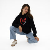 BRITTO® Hoodie - Red Heart Brushstroke Black - (Women)