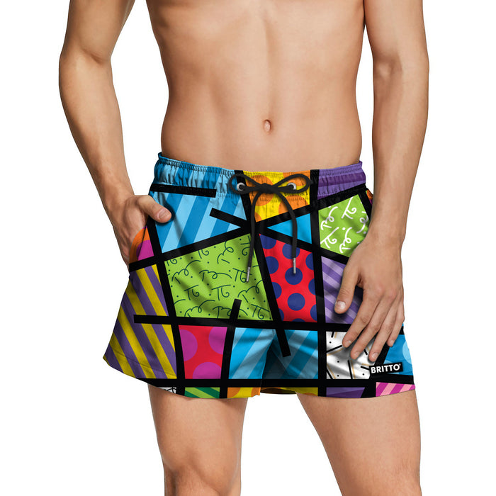 BRITTO®  Shorts - LIME GREEN LANDSCAPE - MEN