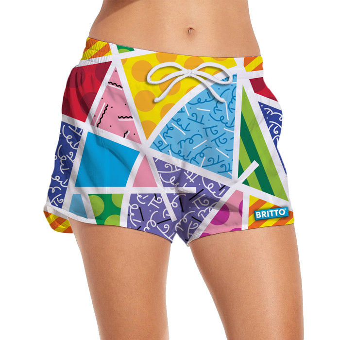 BRITTO®  Shorts - Baby Blue Colorful Landscape - Women