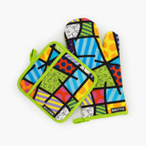 BRITTO® Oven Mitt & Potholder Set - Lime Green Landscape