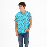 BRITTO® MEN'S SHORT SLEEVE BUTTON DOWN SHIRT - AQUA MARTINI