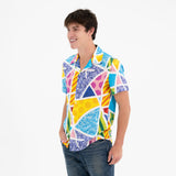 BRITTO® MEN'S SHORT SLEEVE BUTTON DOWN SHIRT - BABY BLUE LANDSCAPE