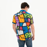 BRITTO® MEN'S SHORT SLEEVE BUTTON DOWN SHIRT - COLORFUL LANDSCAPE