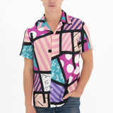 BRITTO® MEN'S SHORT SLEEVE BUTTON DOWN SHIRT - LANDSCAPE PINK