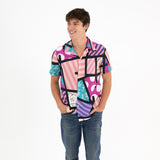 BRITTO® MEN'S SHORT SLEEVE BUTTON DOWN SHIRT - LANDSCAPE PINK