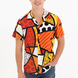 BRITTO® MEN'S SHORT SLEEVE BUTTON DOWN SHIRT - LANDSCAPE RED