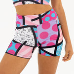 BRITTO YOGA SHORTS  - PINK LANDSCAPE