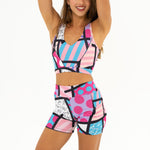 BRITTO® YOGA SHORTS  - PINK LANDSCAPE