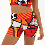 BRITTO YOGA SHORTS  - LANDSCAPE RED