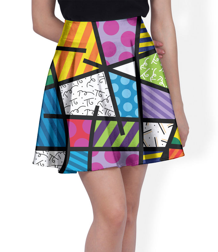 BRITTO® Pleated Skirt - Colorful Landscape Design