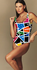 BRITTO® One Piece Swimsuit - Black Landscape Design