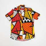 BRITTO® MEN'S SHORT SLEEVE BUTTON DOWN SHIRT - LANDSCAPE RED