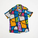 BRITTO® MEN'S SHORT SLEEVE BUTTON DOWN SHIRT - COLORFUL LANDSCAPE