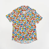 BRITTO® MEN'S SHORT SLEEVE BUTTON DOWN SHIRT - COLORFUL HEARTS