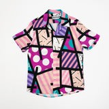 BRITTO® MEN'S SHORT SLEEVE BUTTON DOWN SHIRT - LANDSCAPE PINK