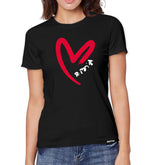 BRITTO® T Shirt - Red Heart Brushstroke Black - (Women)